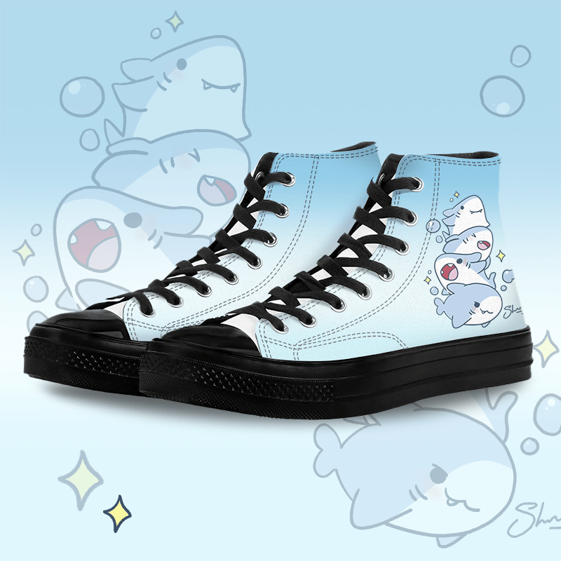 MODAKAWA Gradient Shark Graphic High Top Canvas Schuhe - Black B - 45 - image 2