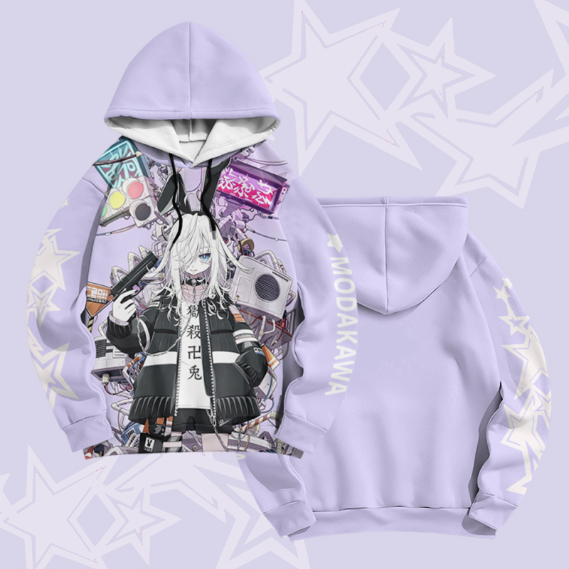 MODAKAWA X bonne_syu Anime Bunny Girl Grafik-Pullover-Hoodie - Purple - 6XL - image 2