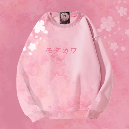 MODAKAWA Unisex-Sweatshirt mit Blumenmuster und Farbverlauf - Pink - 4XL - image 5