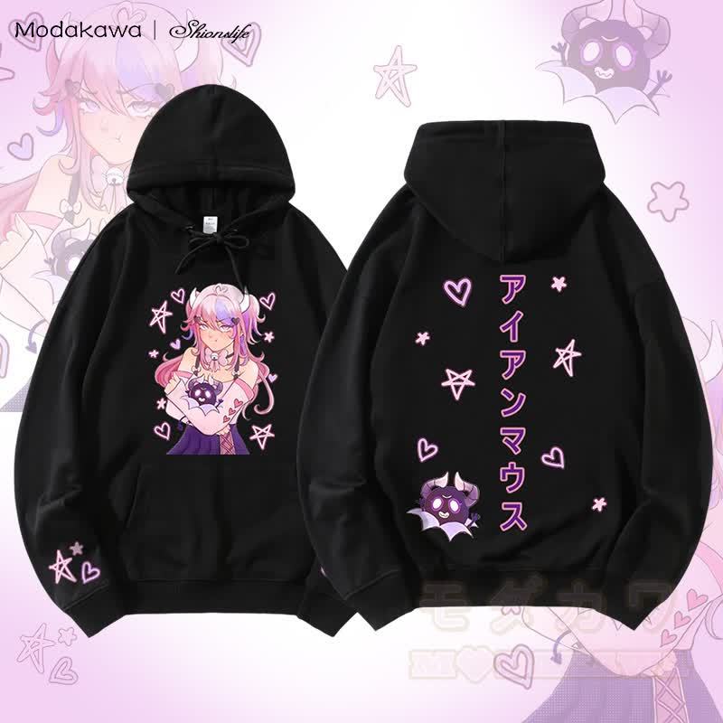 MODAKAWA X Shionslife Ironmouse und Bubi Graphic Streetwear Pullover Hoodie - Schwarz - 5XL - image 4