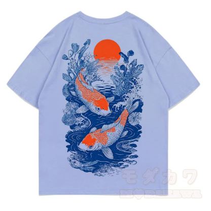 MODAKAWA Print Loose Summer Kurzarm-T-Shirt - Dunstblau - 5XL - image 12