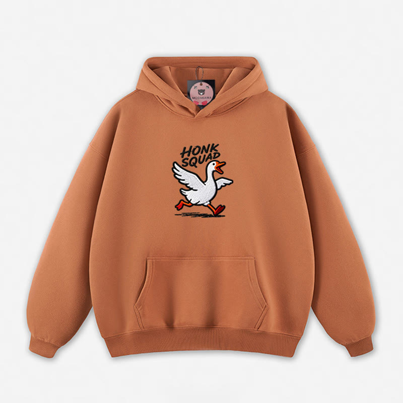 HONK SQUAD Running Goose Graphic Loose Hoodie - Light Brown - 5XL - image 3