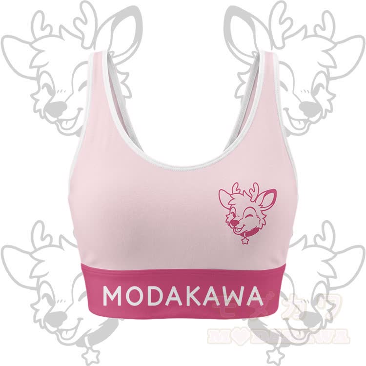 Wink Deer Graphic Crop Tank Sport Top Skirt Bikini Modakawa Matching Outfit - Rosa Top - 4XL - image 4