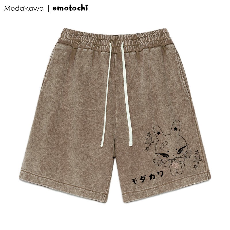 Shorts mit geflügeltem Häschen-Grafik im Vintage-Look - Braun - 3XL - image 5