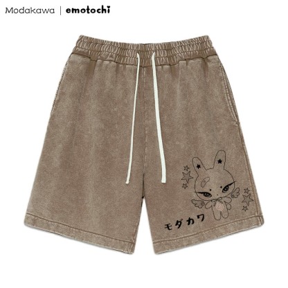 Shorts mit geflügeltem Häschen-Grafik im Vintage-Look - Braun - 3XL - image 5