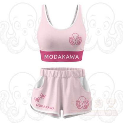 Octopus Graphic Crop Tank Sport Top Shorts Modakawa Matching Outfit - Rosa Set - 5XL - image 16