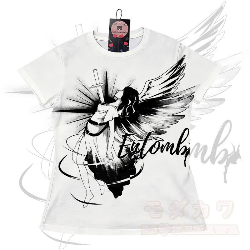 ENTOMB Grafik-Gradienten-T-Shirt Shorts Modakawa passendes Outfit - Weißes T-Shirt - 5XL - image 5