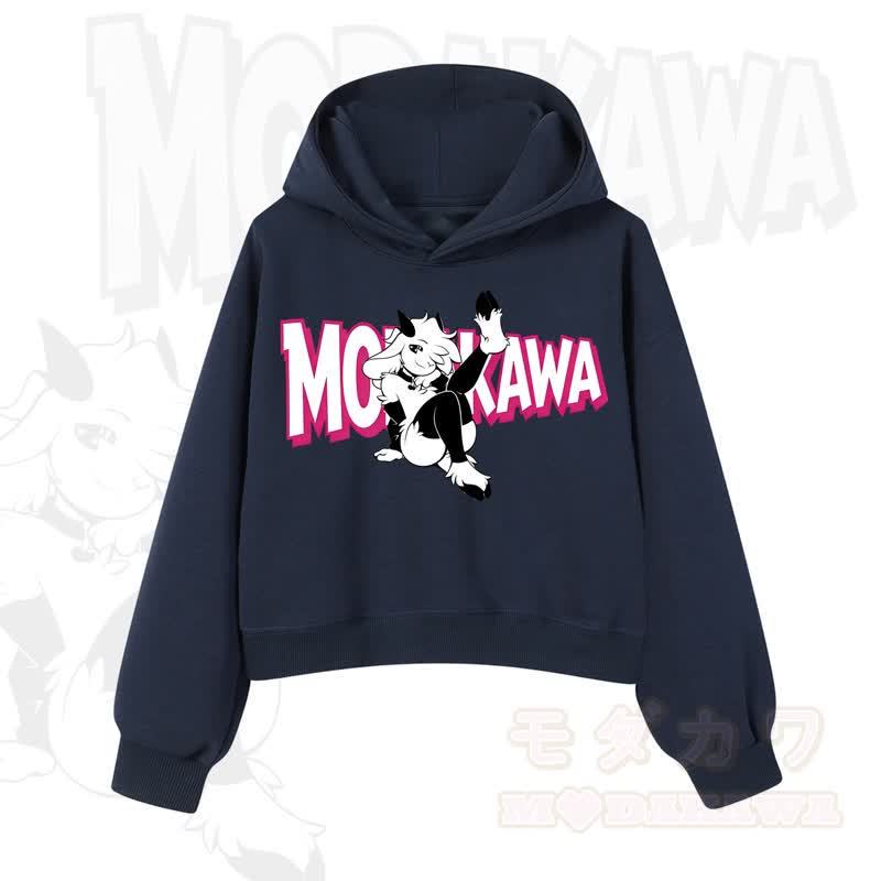 MODAKAWA Langarm-Kapuzenpullover mit Ziegenprint  - Marineblau A - 3XL - image 14