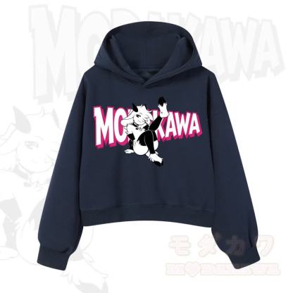 MODAKAWA Langarm-Kapuzenpullover mit Ziegenprint  - Marineblau A - 3XL - image 14
