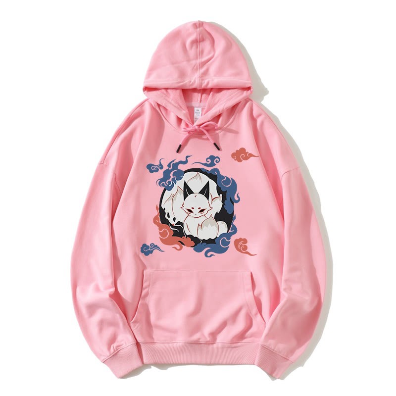 Lockerer Modakawa-Hoodie mit Fuchs-Print - Pink - 5XL - image 4