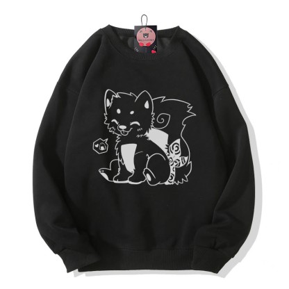 Onigiri Puppy Grafik Rundhals-Sweatshirt - Black - 5XL - image 4