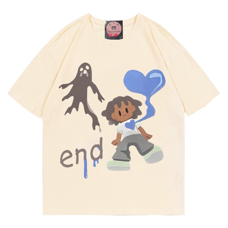 END Soul Floating Out Print 100% Baumwolle Modakawa T-Shirt - Apricot - 5XL - image 3