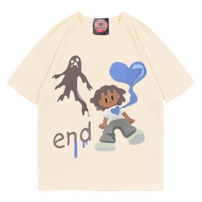 END Soul Floating Out Print 100% Baumwolle Modakawa T-Shirt - Apricot - 5XL - image 3