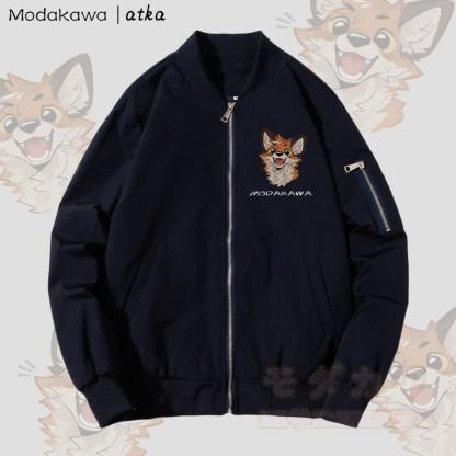 MODAKAWA X atka Cheerful Fox Graphic Zip Up Outerwear Jacket - Verdickt - Purpurblau - 4XL - image 3