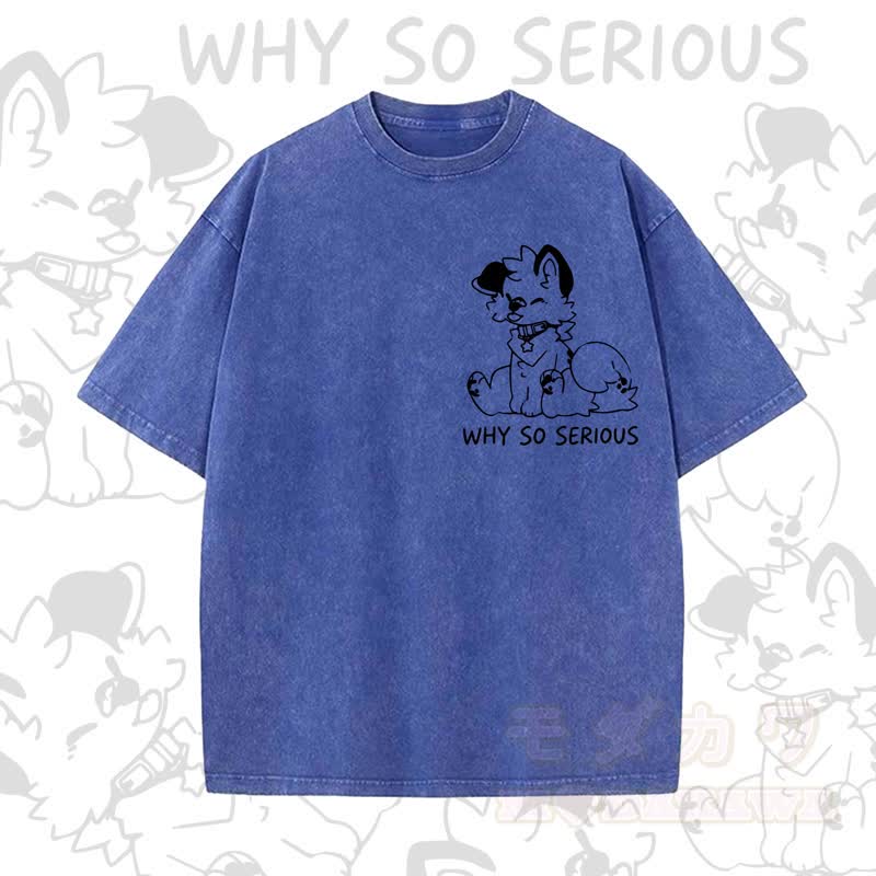 MODAKAWA WHY SO SERIOUS Kurzarm-T-Shirt mit niedlichem Hunde-Print - Blau - 5XL - image 6