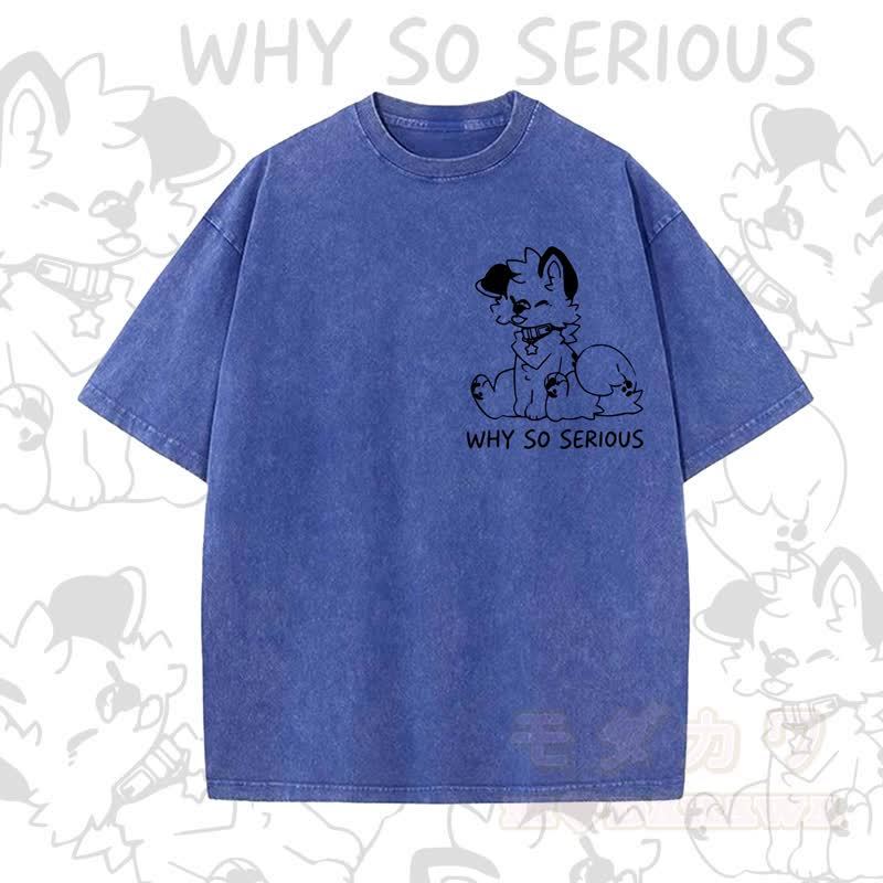 MODAKAWA WHY SO SERIOUS Kurzarm-T-Shirt mit niedlichem Hunde-Print - Blau - 5XL - image 6