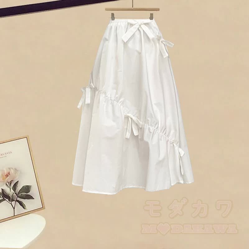 Unregelmäßiges Oberteil mit Schleife, passender Rock, Outfit - Rock (Einzeln) - XL - image 5