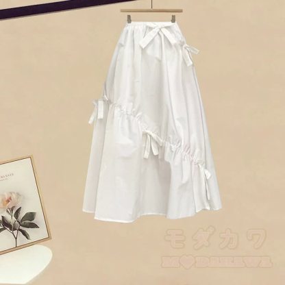 Unregelmäßiges Oberteil mit Schleife, passender Rock, Outfit - Rock (Einzeln) - XL - image 5