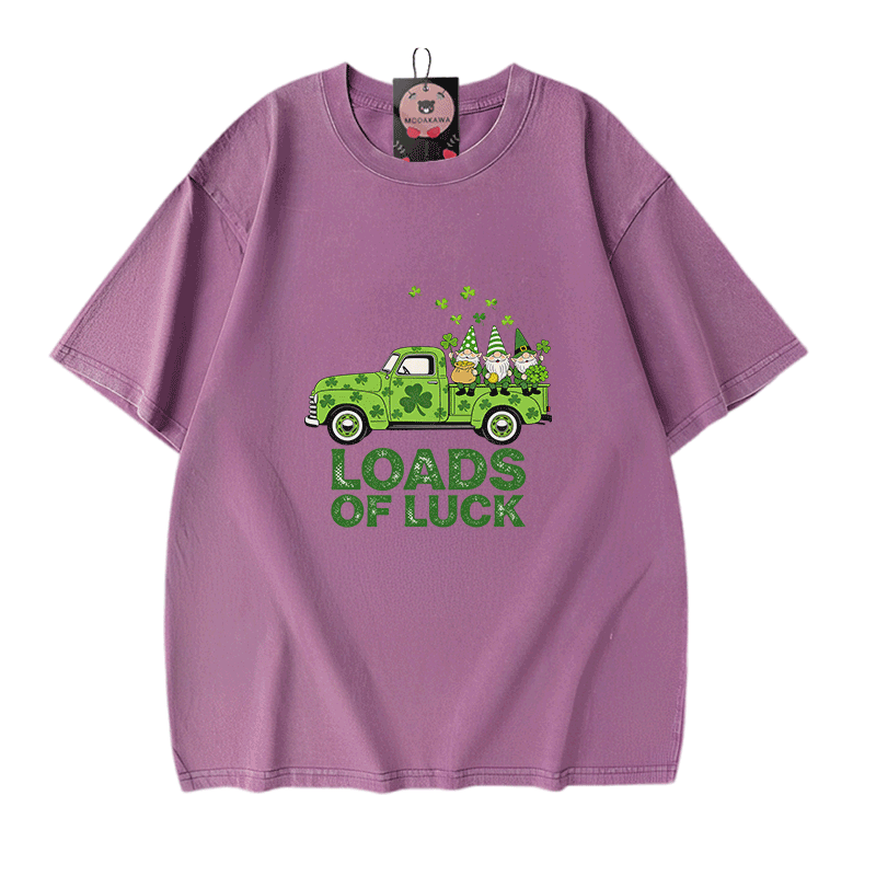 VIEL GLÜCK St. Pakrit's Day Grafik Modakawa Vintage gewaschenes T-Shirt aus 100% Baumwolle - Purple - 5XL - image 6