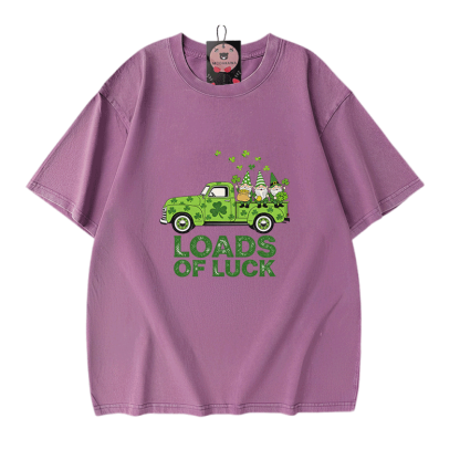 VIEL GLÜCK St. Pakrit's Day Grafik Modakawa Vintage gewaschenes T-Shirt aus 100% Baumwolle - Purple - 5XL - image 6