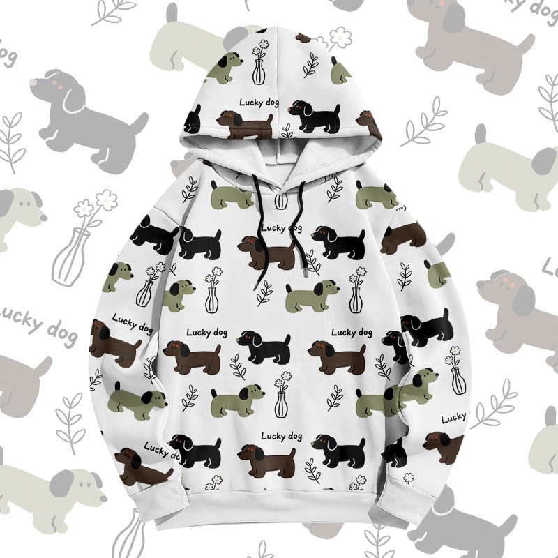 MODAKAWA Lucky Dog Pullover-Hoodie mit Allover-Print - White - 6XL - image 3