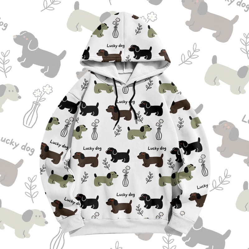 MODAKAWA Lucky Dog Pullover-Hoodie mit Allover-Print - White - 6XL - image 3