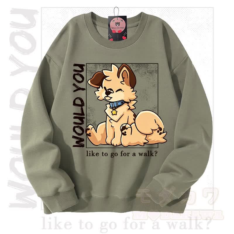 MODAKAWA X Popipeko WOULD YOU Hunde-Grafik Unisex-Sweatshirt - Hellgrün - 3XL - image 8