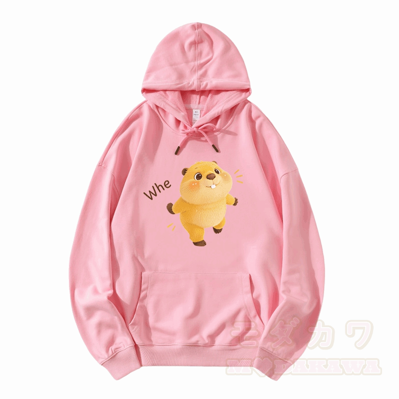 WHE Capybara Graphic Modakawa Loose Cotton-Blend Hoodie - Rosa - 5XL - image 4