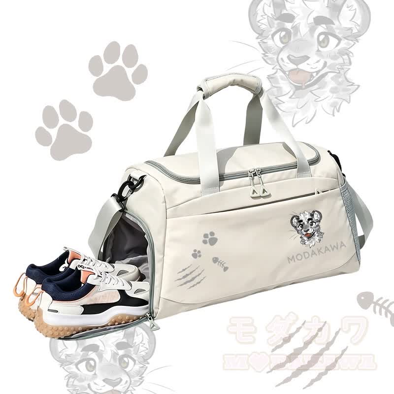 MODAKAWA X atka Sporttasche mit frechem Tigergesicht-Motiv, großes Fassungsvermögen - Weiß - 55 x 28 x 26 cm - image 5