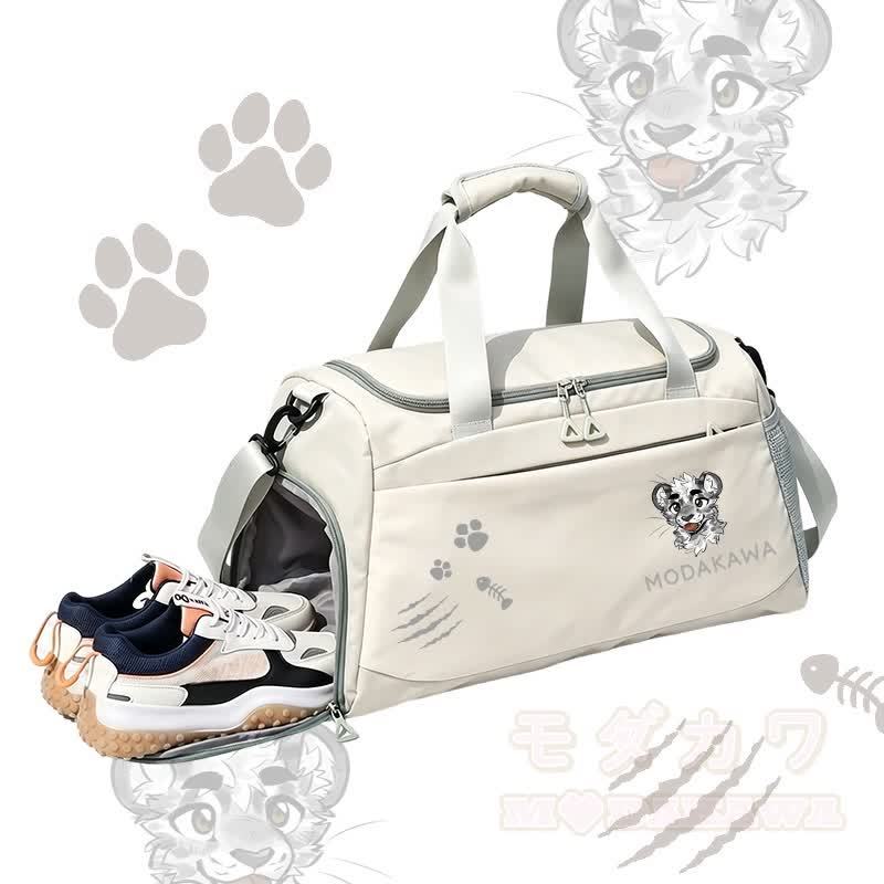 MODAKAWA X atka Sporttasche mit frechem Tigergesicht-Motiv, großes Fassungsvermögen - Weiß - 55 x 28 x 26 cm - image 5