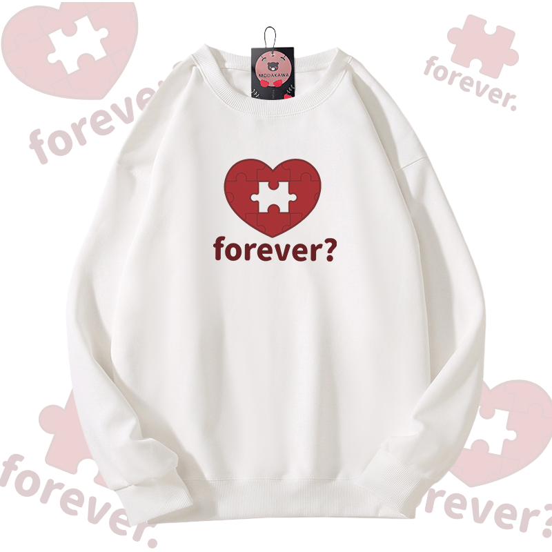 MODAKAWA FOREVER Puzzle Heart Graphic Unisex Sweatshirt - White - 5XL - image 8