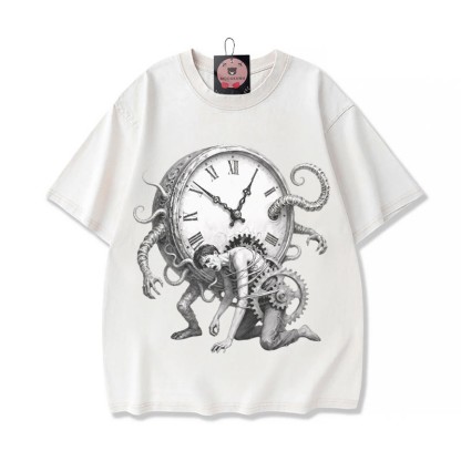 Chains Of Time Grafik Unisex Vintage Washed T-Shirt - Aprikose - 5XL - image 4