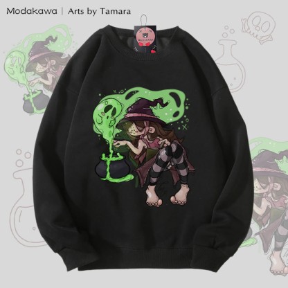 MODAKAWA X Arts by Tamara Zaubertrank-Hexe Halloween-Grafik Unisex-Sweatshirt - Black - 5XL - image 4