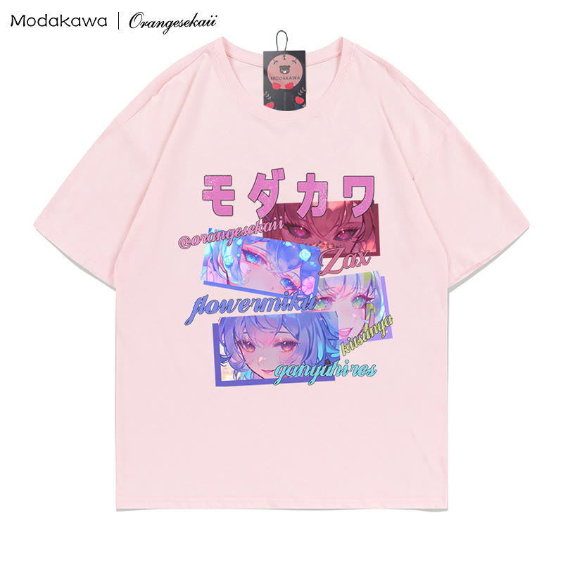 MODAKAWA X orangesekaii Zax Flowermiku Kitsunya Ganyuhires Print T-Shirt - Pink - 5XL - image 4
