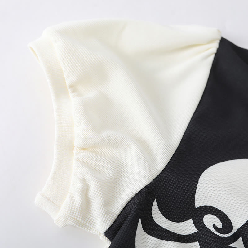 Anime-Mädchen-Polo-Top mit Gesicht und Rüschenrock, passendes Outfit - image 4