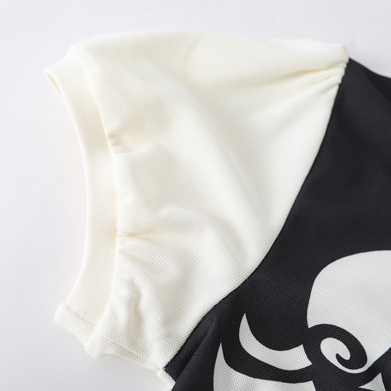 Anime-Mädchen-Polo-Top mit Gesicht und Rüschenrock, passendes Outfit - image 4