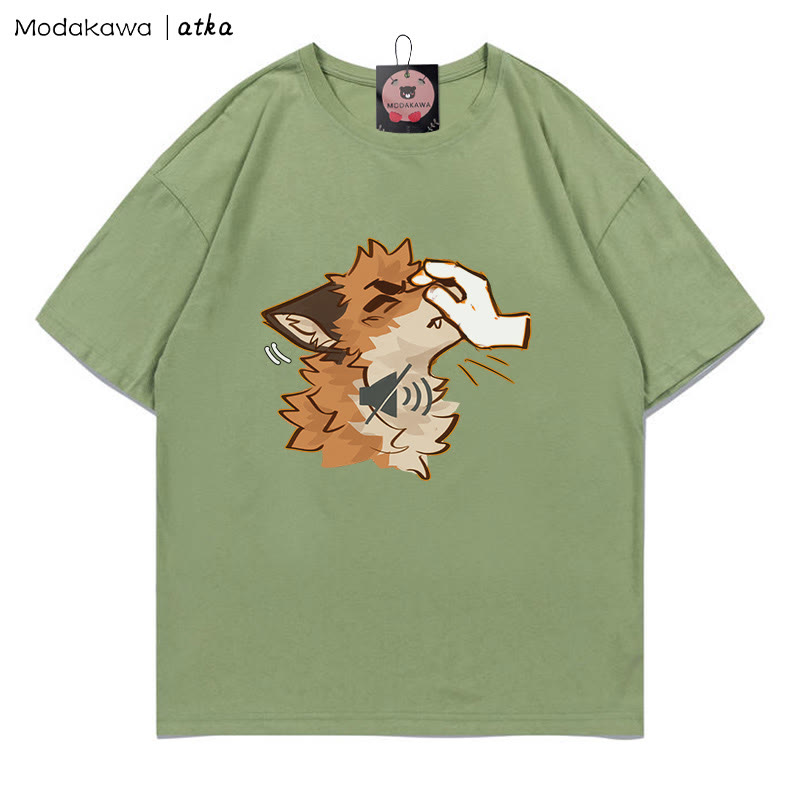 MODAKAWA X atka "Shhh" Fox Graphic T-Shirt - Green - 5XL - image 7
