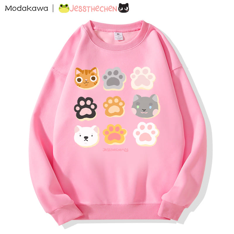 MODAKAWA X jessthechen Sweatshirt mit Katzenpfotenabdruck und Rundhalsausschnitt - Pink - 3XL - image 2