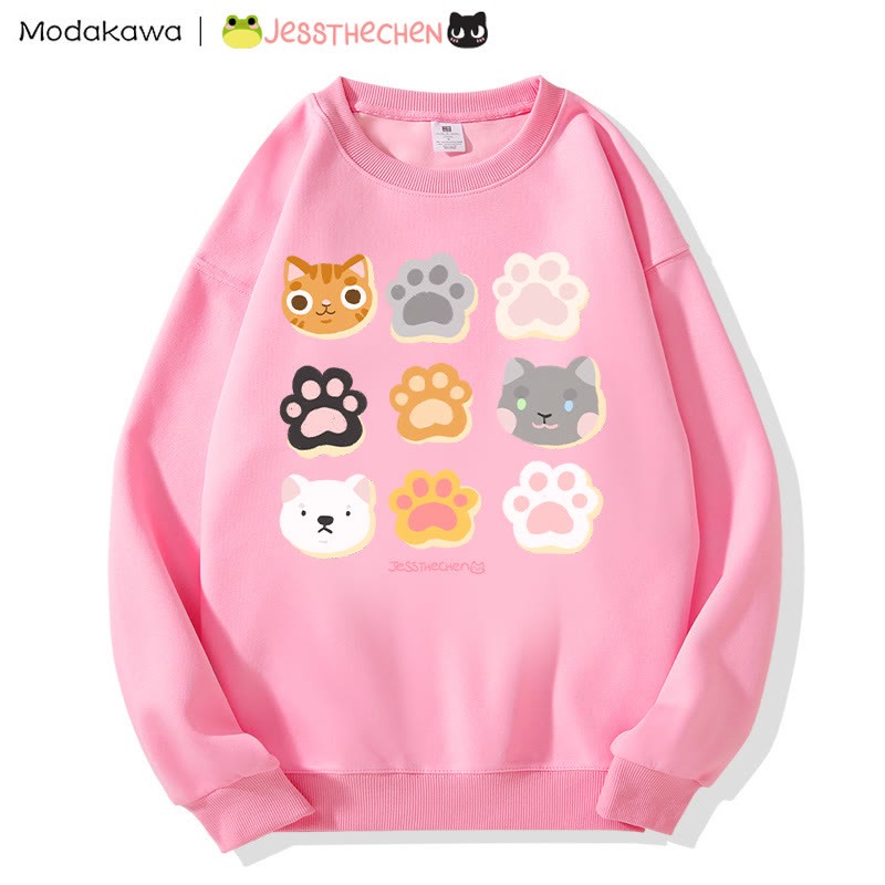 MODAKAWA X jessthechen Sweatshirt mit Katzenpfotenabdruck und Rundhalsausschnitt - Pink - 3XL - image 2