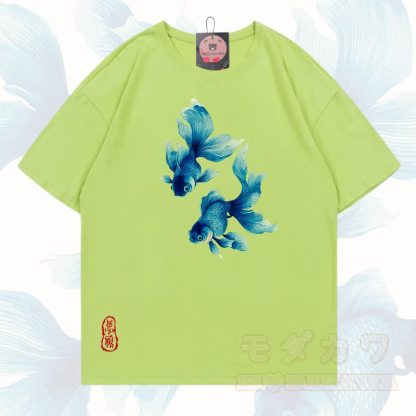 MODAKAWA Fisch-Grafik T-Shirt aus 100 % Baumwolle - Avocadogrün - 5XL - image 7