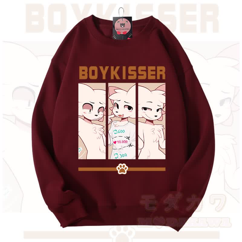 MODAKAWA X zarckets BOYKISSER Fuchs-Grafik Unisex-Sweatshirt - Wein - 3XL - image 13