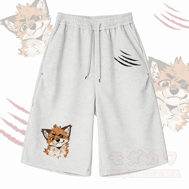 MODAKAWA X atka Lustige Fuchs-Grafik Weite Bein Cropped Pants - Hellgrau - 2XL - image 5