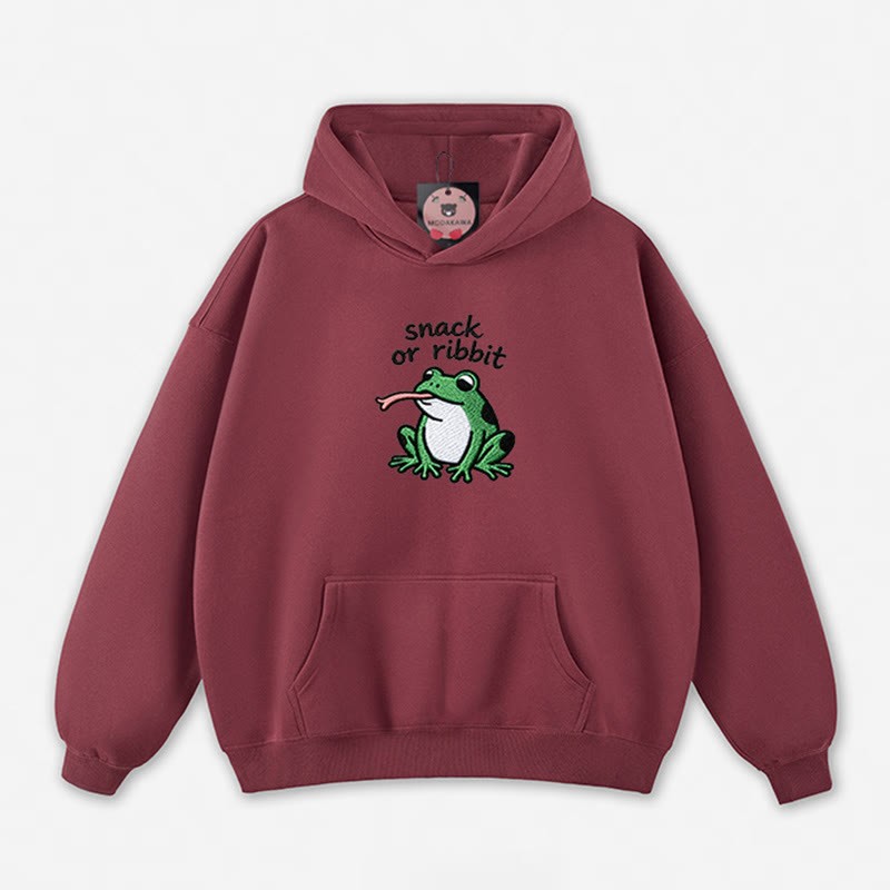SNACK OR RIBBIT Frosch-Grafik-Hoodie (locker) - Dark Red - 5XL - image 8