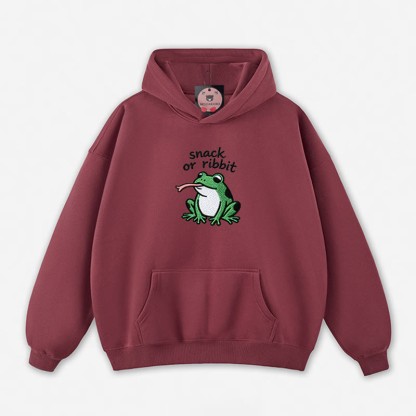 SNACK OR RIBBIT Frosch-Grafik-Hoodie (locker) - Dark Red - 5XL - image 8