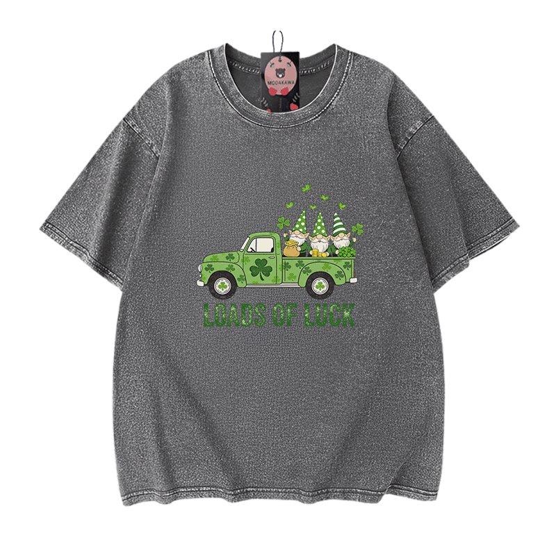 VIEL GLÜCK St. Pakrit's Day Autografik Modakawa Vintage gewaschenes T-Shirt aus 100% Baumwolle - Grey - 5XL - image 9