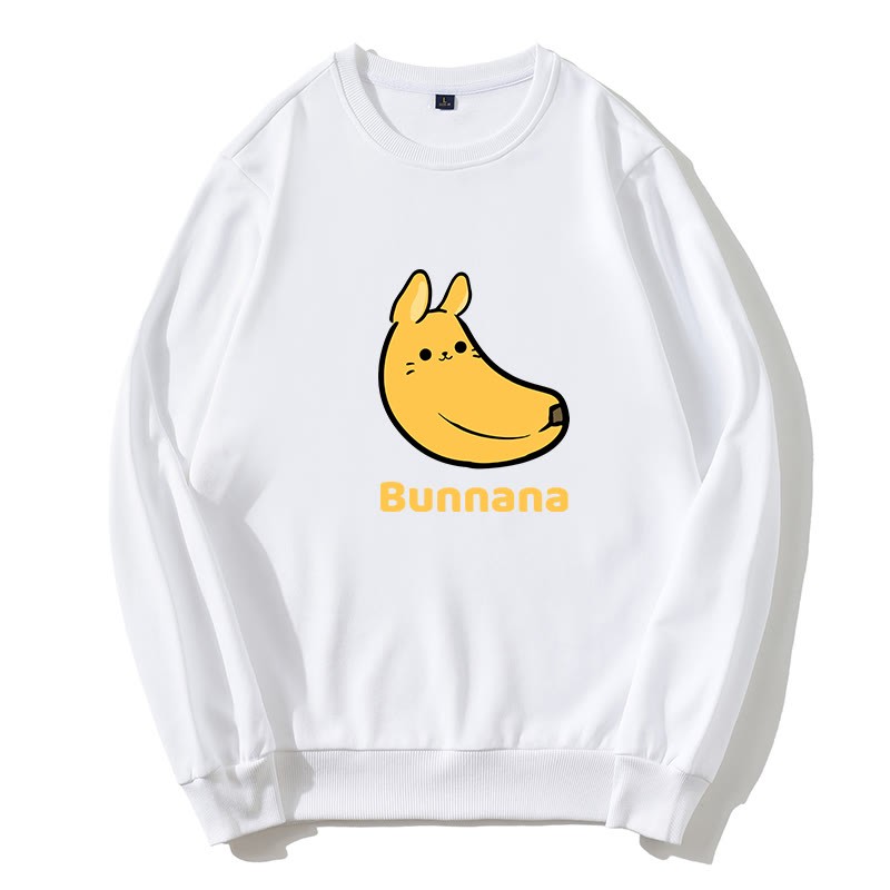 BUNNANA Sweatshirt mit Rundkragen und Bunny-Bananen-Grafik - Weiß - 5XL - image 5