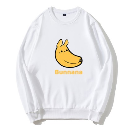 BUNNANA Sweatshirt mit Rundkragen und Bunny-Bananen-Grafik - Weiß - 5XL - image 5