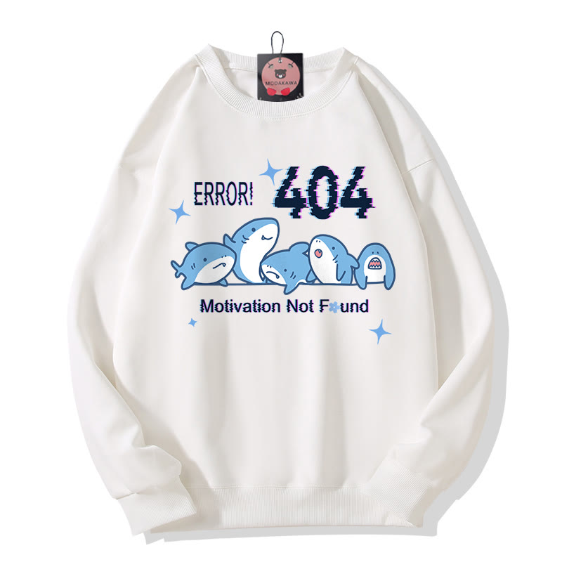 ERROR 404 MOTIVATION NICHT GEFUNDEN Sweatshirt mit Hai-Print und Rundhalsausschnitt - White - 5XL - image 4