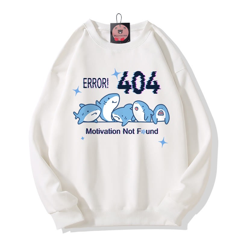 ERROR 404 MOTIVATION NICHT GEFUNDEN Sweatshirt mit Hai-Print und Rundhalsausschnitt - White - 5XL - image 4