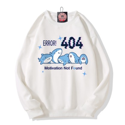 ERROR 404 MOTIVATION NICHT GEFUNDEN Sweatshirt mit Hai-Print und Rundhalsausschnitt - White - 5XL - image 4
